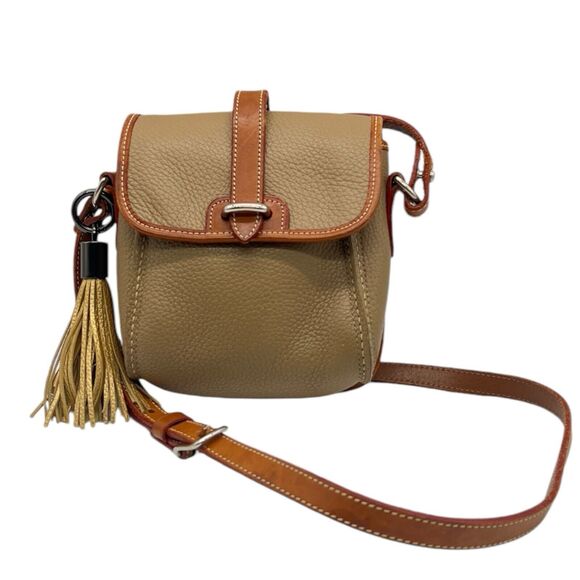 Vintage Dooney & Bourke Taupe Leather Small Backpack Purse - Picture 1 of 3